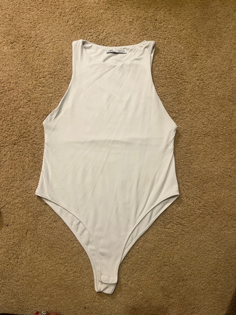 Zara White High Neck Bodysuit